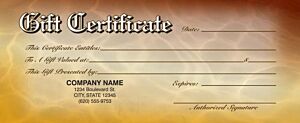 GC-779-1-Amber-B 4-Color Gift Certificate (blank)